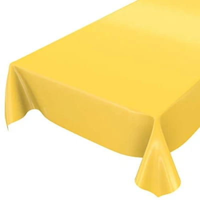 Image de Anro Nappe en Toile cirée lavable, uni, brillant, cirée, jaune, Schnittkante 160 x 140cm