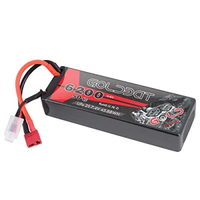 Image de GOLDBAT Lipo 2S RC Batterie 7.4V 50C 5200mAh Hardcase avec TRX Plug Hard Case pour Voiture Camion Bateau Traxxas Avion Hélicoptère Racing Modèles (2Packs)