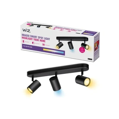 Image de WiZ Spots LED connecté Wi Fi IMAGEO noir 3x5W, 2700 6500K, Nuances de Blanc, fonctionne avec Alexa, Google Assistant et Apple HomeKit