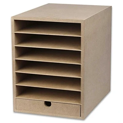 Image de Etagères robustes en MDF pour papiers et cartons format A4 6 planches un tiroir livrée vide (carte non incluse). réf 21008