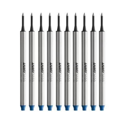 Image de Lamy Lot de 10 mines M66 821 en métal pour stylo roller sans capuchon Largeur trait large Bleu