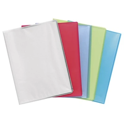Image de Exacompta Réf. 86069E Carton de 8 Protège documents Chromaline 100 pochettes cristal lisse 200 vues pour A4 dim 24x32cm couverture en polypro translucide semi rigide couleurs assorties