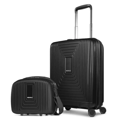Image de REDOLZ Essentials 14 articles de base, Noir métallisé, 2 SET Trolley+ erweiterbar &amp; BC, Valise rigide avec roulettes pivotantes