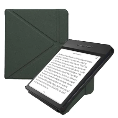 Image de kwmobile Étui Compatible avec Kobo Libra H2O Coque à Rabat magnétique Tablette eReader Similicuir Vert foncé