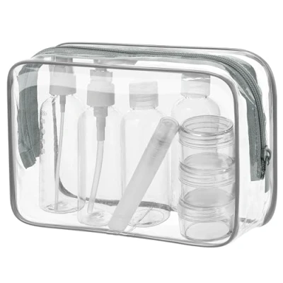 Image de MOCOCITO Trousse de Toilette Transparente + Sac Scellé Refermables (20x20cm) par Les règlements EU &amp; UK Bagages à Main Kit Voyage pour l’Avion, Cosmétique Hommes et Femmes