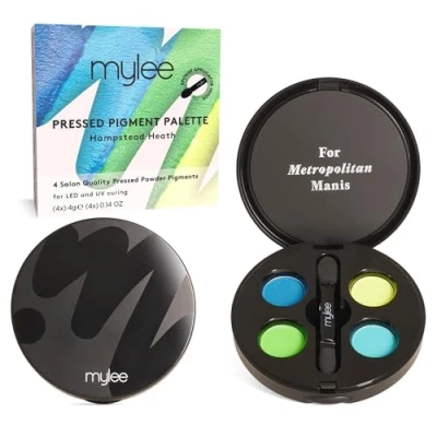 Image de Mylee Palette de pigments pressés pour ongles Hampstead Heath 4 mats, Nail Art audacieux en dégradé et ombré, avec applicateur éponge, la manucure