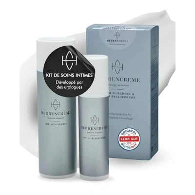 Image de HERRENCREME Set soin intime pour homme I Gel douche 200 ml, crème de 75 ml Nettoyage et apaisant Développé par des urologues Vegan &amp; testé dermatologiquement
