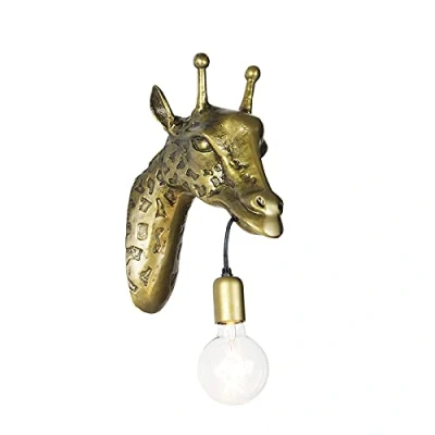 Image de Qazqa wl animal Applique murale 1 lumière L 140 mm Doré/Laiton Rustique éclairage intérieur Salon I Chambre Cuisine Salle à manger
