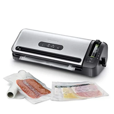 Image de FoodSaver Machine sous vide avec compartiment de rangement pour rouleau et cutter, fonction marinade, inclus sacs mise assortis adaptateur intégré [FFS017X ]
