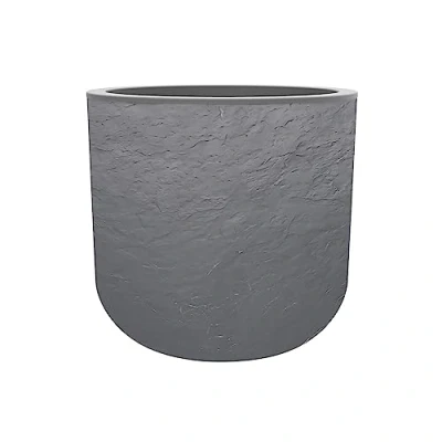 Image de EDA Pot Rond 40 cm Volcania&#039;Up 32,5 L Décor Imitation Pierre Simple Paroi Zone de Rétention d&#039;eau Ø 38,5 x H.36,8 Gris Galet
