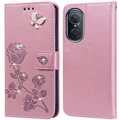 Image de PKQTOP Coque pour Huawei Nova 9 SE Housse,Fonction de Support,Fente Carte,Silicone TPU,Flip Étui Case