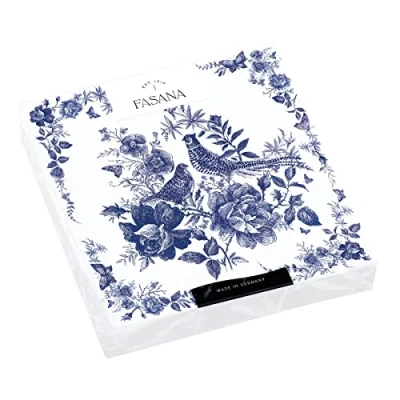 Image de Lot de 20 serviettes table Motif conte fées avec faisan Bleu 33 x cm
