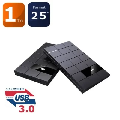 Image de WE Disques Durs Externes 1To 2.5 USB 3.0 Ultra fin Stockage HDD pour Consoles de Jeux Xbox One, PS4, Wii U, PC, Mac, Laptop, Ordinateur Bureau, Portable, TV, Windows Noir Neuf