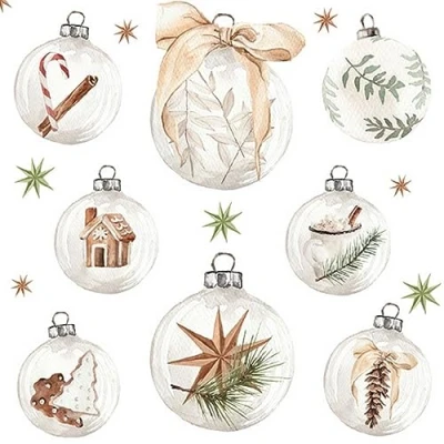 Image de Lot de 20 serviettes table en papier avec motif éléphant Noël boules Convient également pour le découpage et la technique des 33 x cm