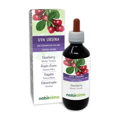 Image de Raisin d&#039;ours ou Busserole (Arctostaphylos uva ursi) feuilles Teinture Mère sans alcool Naturalma Extrait liquide gouttes 200 ml Complément alimentaire Végétalien végan