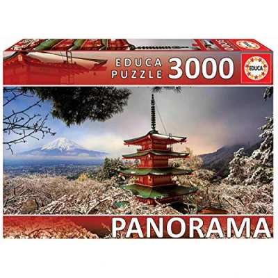 Image de Educa Puzzle de 3000 pièces pour Adultes Mont Fuji et Pagode Chureito, Japon. Mesure : 144 x 68 cm Comprend Un Service pièce Perdue au Stock d&#039;échappement À partir 14 Ans (18013)