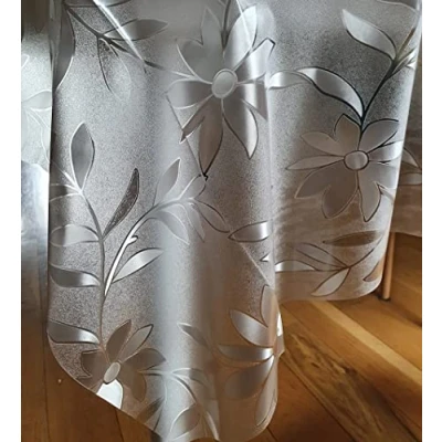Image de Nappe rectangulaire transparente en toile cirée PVC, facile à nettoyer 140 x 240 cm