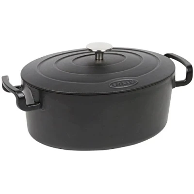 Image de Sitram COCOTTE Sitrabella ovale en fonte émaillée grande capacité 6,5 litres Extérieur et intérieur noir toutes sources de chaleur y compris induction four 711092