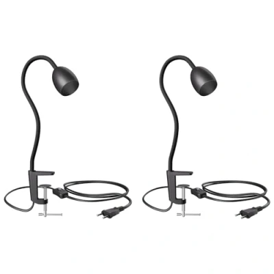 Image de ledscom.de 2 pièces Lampe à pince, col de cygne KLUK, interrupteur, noir mat, 1x GU10 max. 60W