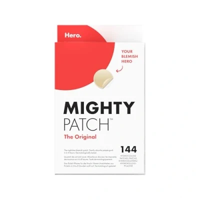 Image de Hero Mighty Patch Original : anti acné à l&#039;Hydrocolloïde qui absorbe les impuretés du bouton dès 6 heures pendant la nuit, boîte de 144 patchs.