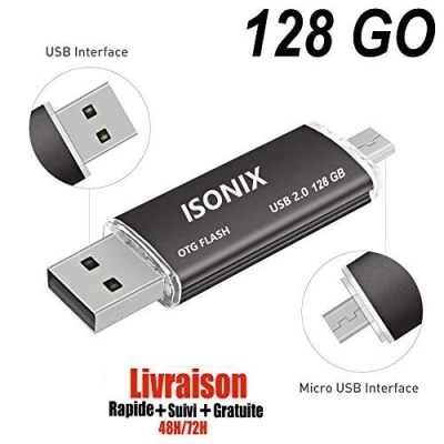 Image de ISONIX Clé USB 128 GO 2 en 1 Micro Drive pour Android Smartphones Tablette PCs