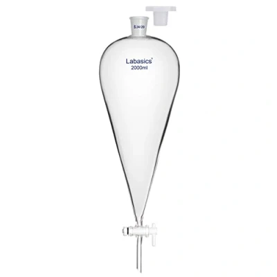 Image de Labasics Entonnoir Conique de Séparation en Verre Borosilicate Paroi Épaisse avec Joints 24/29 et Robinet PTFE, 2000 ml