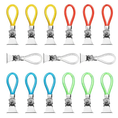 Image de DONQL 15Pcs accroche torchon,porte torchon cuisine, pince crochet torchons,pince à serviette en métal,attache attache cuisine,porte coulissant(5 couleurs)