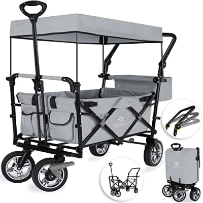 Image de KESSER® Chariot de Transport GT9000 Pliable avec Toit Charrette à Bras 2 systèmes Ceinture 3 Points fournis capacité Charge 80 kg Maximum