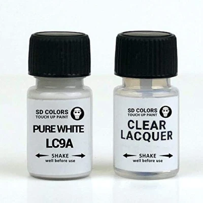 Image de SD COLORS Kit de peinture retouche blanc pur, code couleur LC9A, 15 ML, avec pinceau anti éraflures, rayures (peinture et vernis)