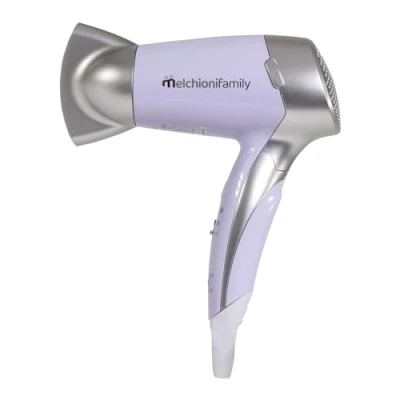 Image de Melchioni Family Sèche Cheveux de Voyage HANDY STYLE, Poignée Pliante, avec 2 Températures, Compact et Puissant, Double Alimentation pour dans le Monde entier
