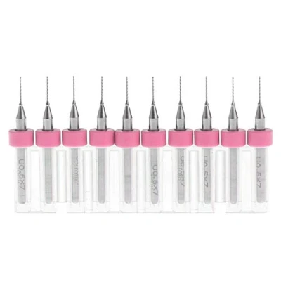 Image de Lot de 10 forets rotatifs en carbure tungstène 0,5 mm BE TOOL 2,5 Tige 1/8&quot; pour PCB, Dremel, Bijoux, CNC, métaux mous, circuit imprimé, outil gravure, multicolore