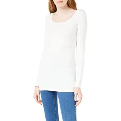 Image de Vero Moda Femme T shirt Vmmaxi My Ls Soft Long U neck Noos, Blanc (Bright White), XS