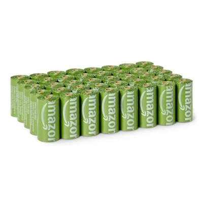 Image de Amazon Basics Sacs à Déjections Canines en Matériau Recyclé sans Distributeur, Non Parfumés, 600 (40 Paquets de 15 Sacs)