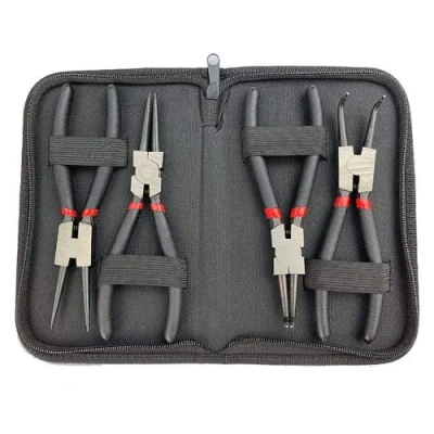 Image de Emsmil Lot de 4 Pinces à Circlips 9 Pouce 225mm Droite Courbe Interieur Extérieure Ensembles avec Housse Conservation Poignée Antidérapante