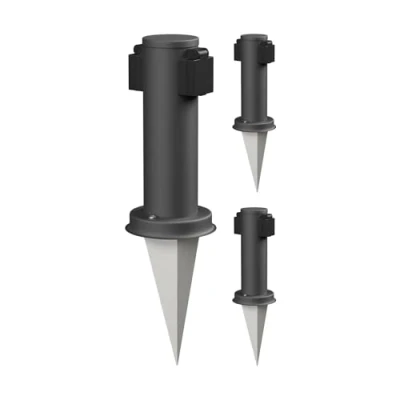 Image de ledscom.de 3 pièces Colonne de Prises Jardin PORU avec Piquet pour l&#039;extérieur, 2X, Acier Inoxydable, Anthracite, Rond, 27cm
