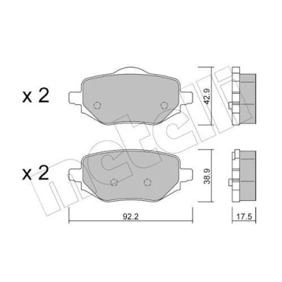 Image de METELLI 22 1323 0 Jeu de plaquettes frein contact signal d&#039;usure exclu PEUGEOT: 208 II 3/5 portes, 2008 II, OPEL: Corsa F Mokka