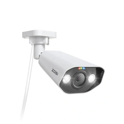 Image de ZOSI 5MP PoE Caméra de Surveillance Extérieure, Audio bidirectionnel, Détection Personne/Véhicule, Alarme Son et Lumière, Fonctionne Uniquement avec nos NVR PoE, Accès à Distance, C182