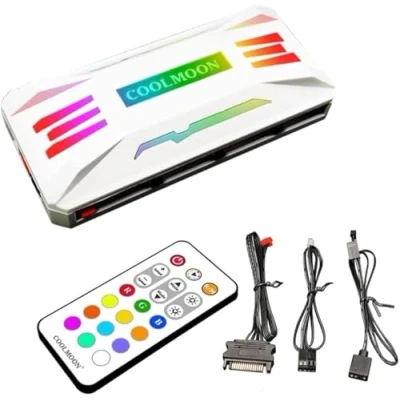 Image de Baotkere Contrôleur de température ventilateur PWM, adaptateur lumière hub d&#039;ordinateur RGB