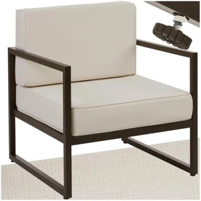 Image de TECTAKE Fauteuil de jardin COMOSA avec rembourrage XXL et revêtement déperlant en polyester