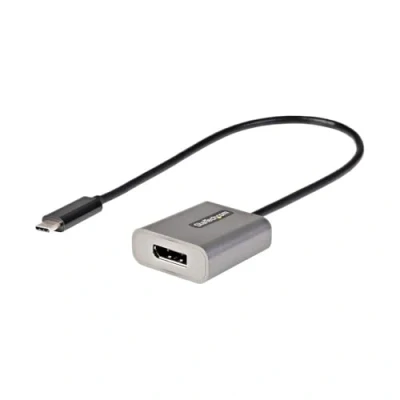 Image de StarTech.com Adaptateur USB C vers DisplayPort Dongle 8K/4K 60Hz DP 1.4 Convertisseur Graphique Type Écran Compatible Thunderbolt 3 Câble Intégré 30cm (CDP2DPEC)