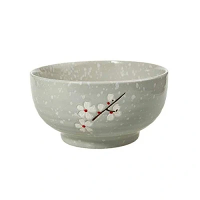 Image de lachineuse Grand Bol à Ramen Japonais Teinte Grise ⌀ 16,5 cm Contenance 1000 Ml Fleurs de Cerisier Riz, Petit Déjeuner &amp; Soupe Déco d&#039;Asie et du Japon Cadeau Vaisselle Japonaise