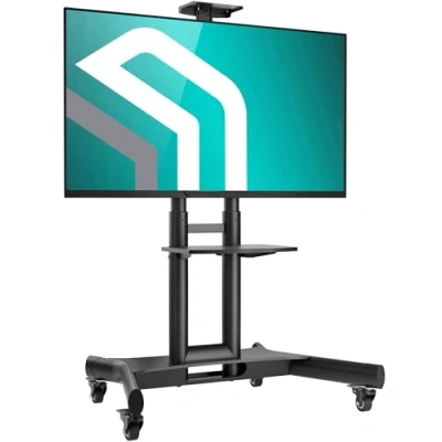 Image de ONKRON Ecran Mobile sur Pied pour 40&quot; 70&quot; TV, Support TV roulettes Professionnel Poids Jusqu’à 45,5 kg Meuble 100x100 600x400 VESA/Chariot à TS1551 B Noir