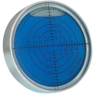 Image de Umei Inclinomètre circulaire horizontal universel haute précision à bulles en aluminium, 6 &#039;/2 (avec aimant, lumineux) (60 x 12 mm) (eau bleue)