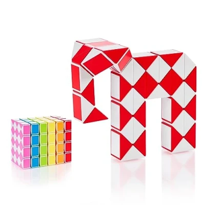 Image de CUBIDI® Magic Snake Cube Jouet de Poche pour Les Enfants 4 à 8 Ans Cadeau Anniversaire invites élèves 48 Blocs 2,3 mm x 1,8 Rouge