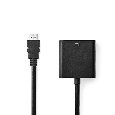 Image de Nedis CCGP34900BK02 Câble HDMI vers VGA Femelle et Sortie 3,5 mm Noir 0,2 m