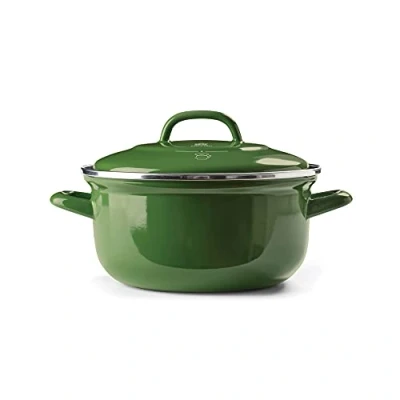 Image de BK Indigo Cocotte Ronde Allemande Emaillée Héritage Néerlandaise avec Couvercle Revêtement Antiadhésif en Céramique Sans PFAS, 22 cm/3.3 Litre, Induction, Lavable Au Lave Vaisselle, Four, Vert