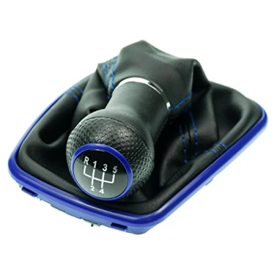 Image de L&amp;P A251 5 Soufflet de Levier Vitesse Pommeau 23mm compatible avec VW Golf 4 IV Boite Cadre Plug &amp; Play Pièce rechange pour 1J071113 Noir Bleu