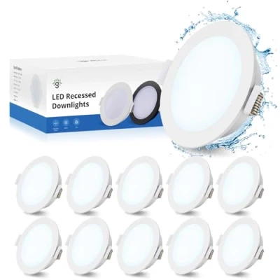 Image de Gr4tec Spot LED Encastrable Salle de Bain IP65, 10x 5W Extra Plat 400LM 6500K Blanc Froid, Plafonnier Encastré Trou 68 80mm, Intégrée Pour Salon Chambre Bains