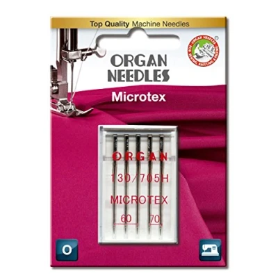 Image de Organ Needles # 60 #70 Combo Microtex x 5 Aiguilles, Argent