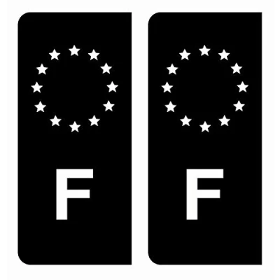 Image de HADEXIA Autocollant Stickers Plaque immatriculation Voiture Auto F France Union Européenne Europe EU Noir étoiles Blanches